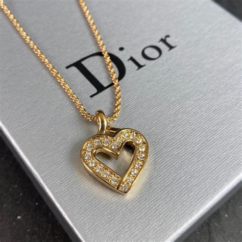 dior heart necklace|vintage christian Dior heart necklace.